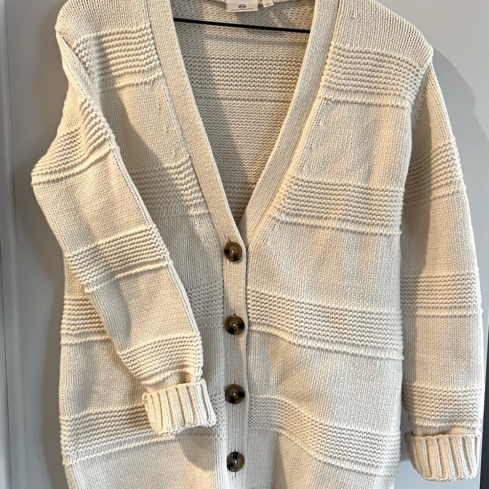AG Jeans Adriano Goldschmied Women's Button Cardigan Sweater, Cream, Small